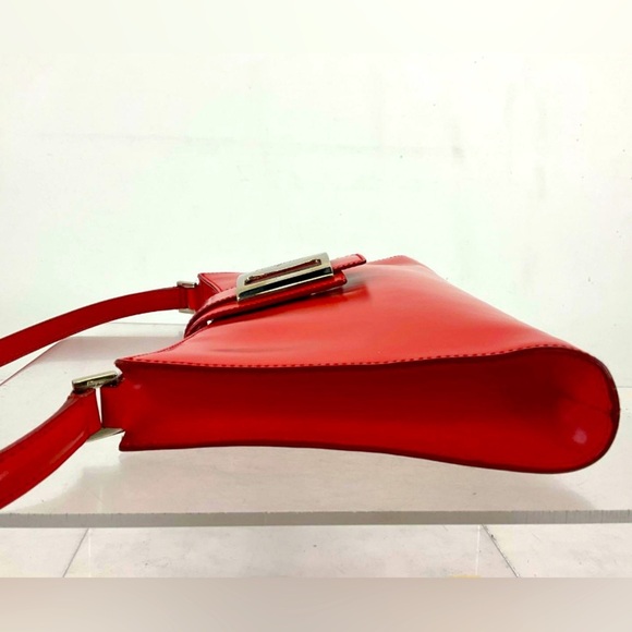 SALVATORE FERRAGAMO Vintage Red Leather Shoulder Bag - Red with Silver Hardware - Picture 5 of 8